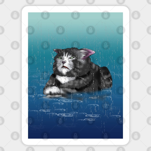 rainy day wet cat Sticker by cuisinecat